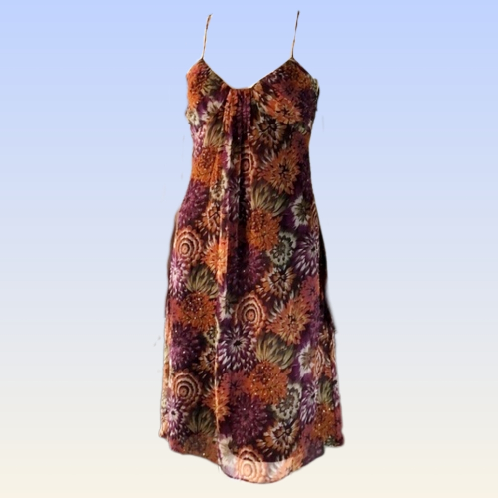 Vintage Y2K Silk Beaded Floral dress